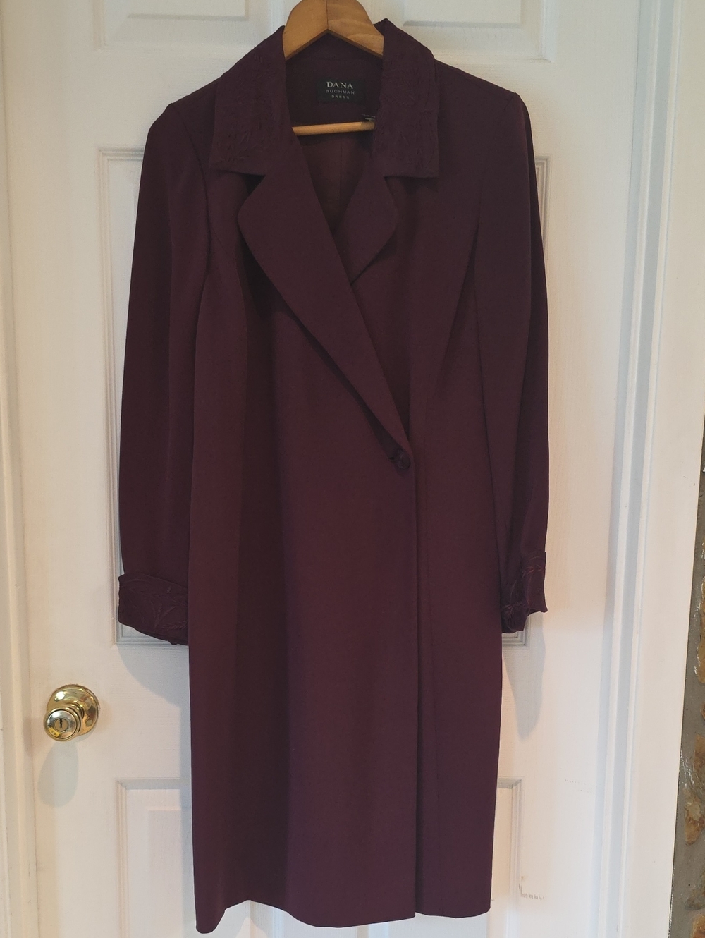 Vintage 90s Dana Buchman Plum 100% Silk Dress Coat Size 8